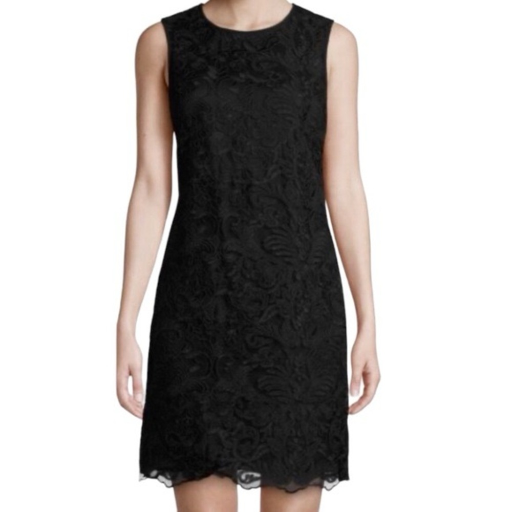KARL LAGERFELD PARIS BLACK EMBROIDERED COCKTAIL DRESS
